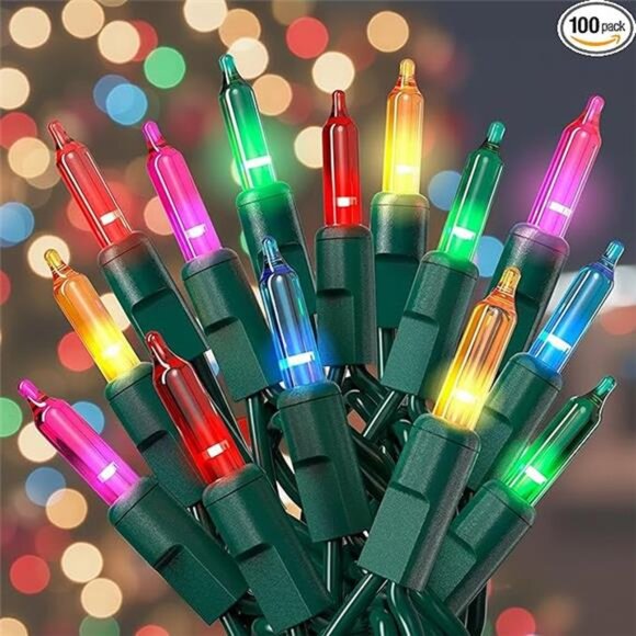 Christmas String Lights 100 Count 20 Ft Multicolor Indoor Outdoor Holiday Decor - Picture 7 of 7